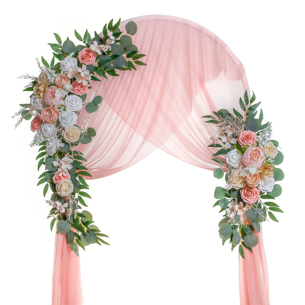 Lisuun Artificial Wedding Arch Flowers with Chiffon Runner, Pack of 3 *