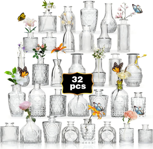 Anquephd Glass Bud Vase Set of 32PCS Wedding Centerpieces for Tables