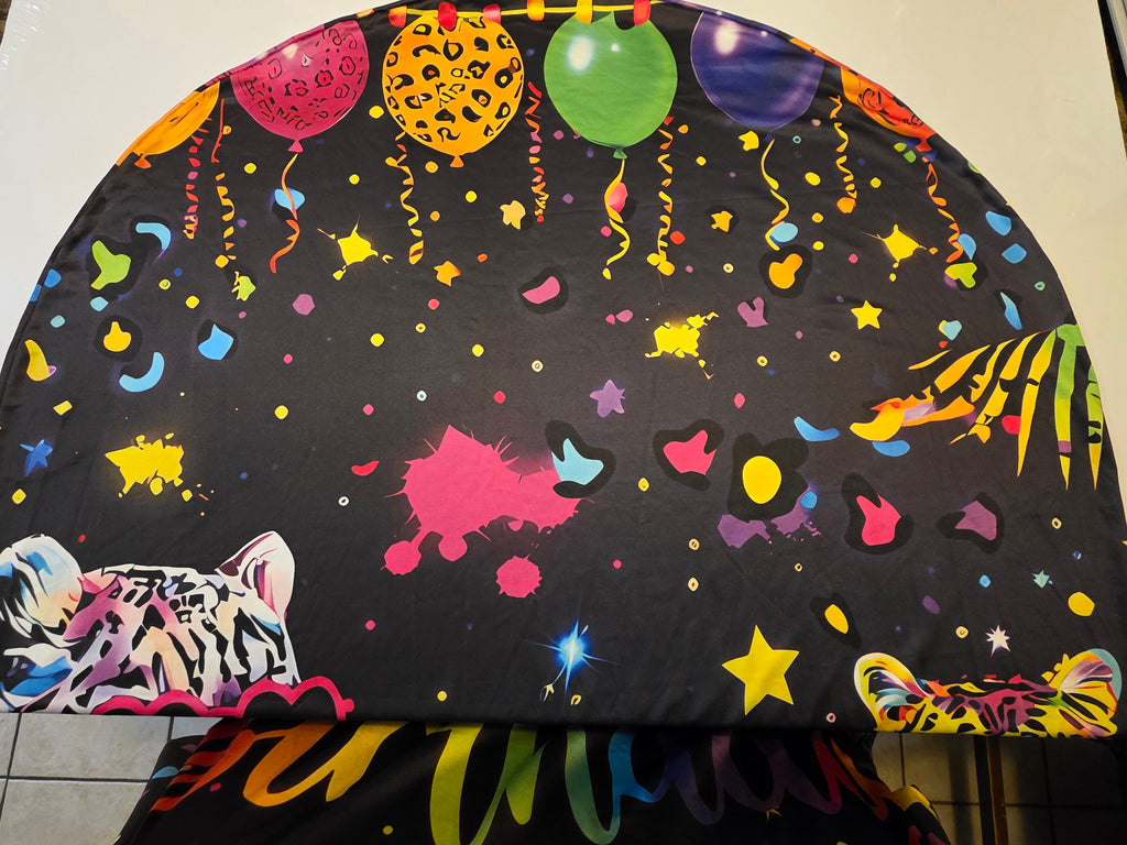 Tarndom Neon Rainbow Leopard Birthday Arch Backdrop Cover, 6ft Spandex