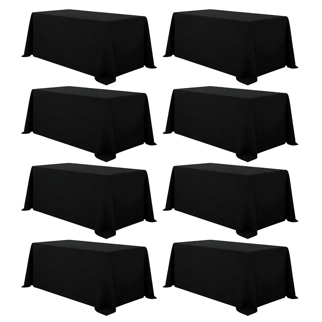 Heneger 8 Pack Black Tablecloths Rectangle 90 x 156 Inch for 8 Foot Tables