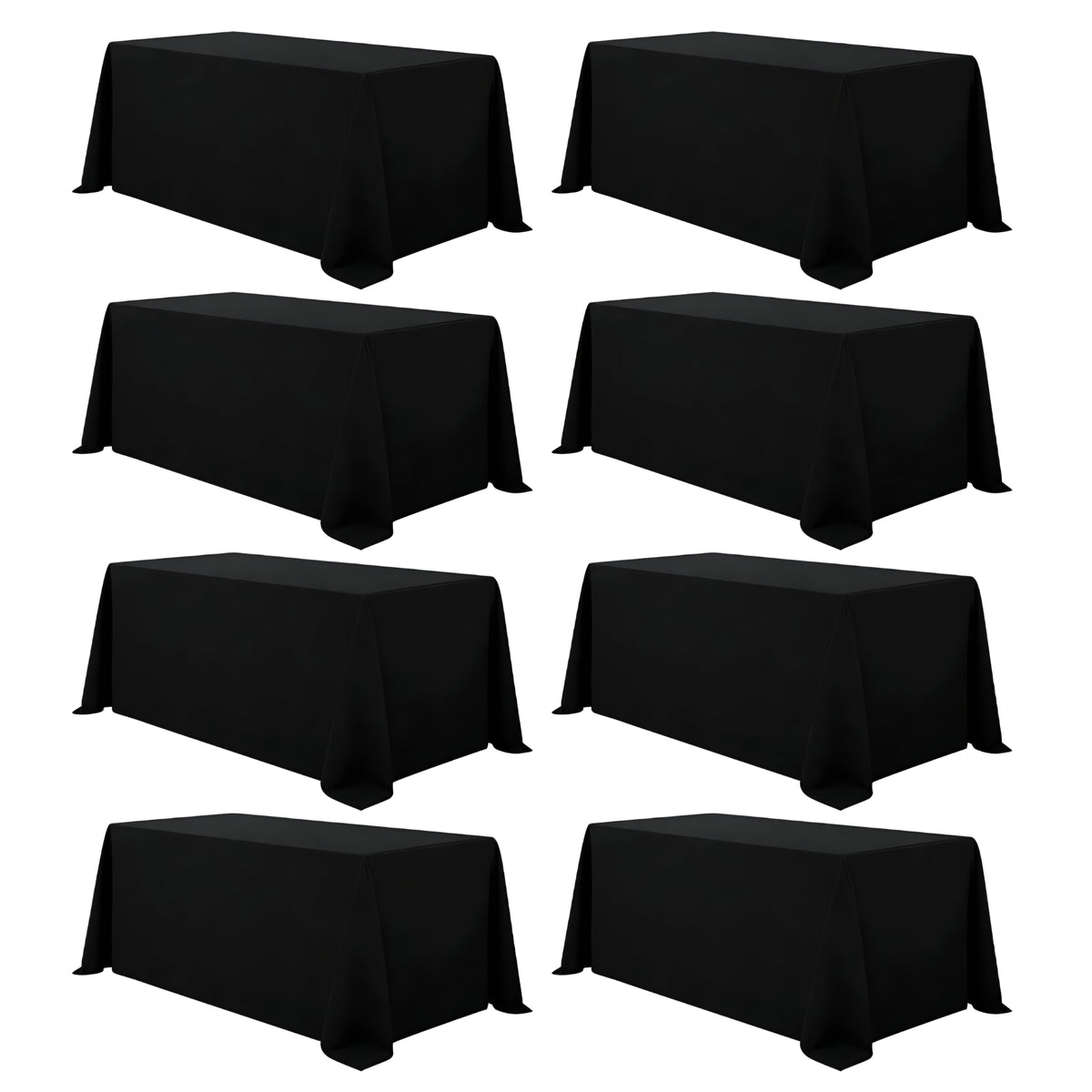 Heneger 8 Pack Black Tablecloths Rectangle 90 x 156 Inch for 8 Foot Tables