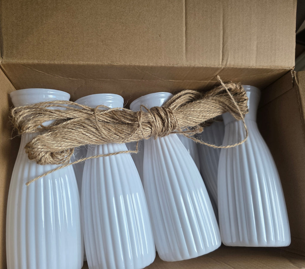 Ninehaoou 20 Pcs Plastic Bud Vases, White