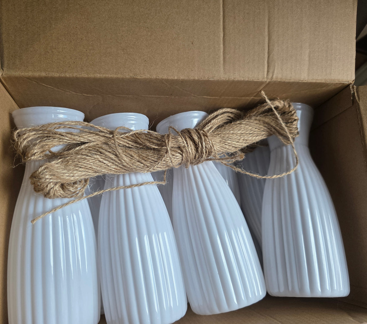 Ninehaoou 20 Pcs Plastic Bud Vases, White