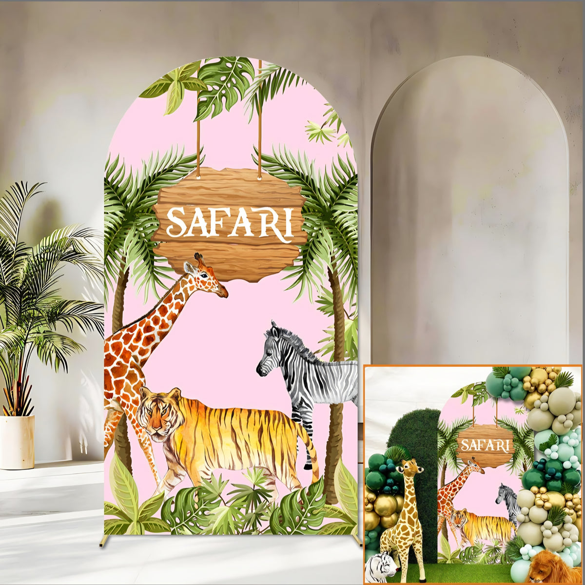 Sensfun Safari Animal Arch Backdrop Cover 2.6x6ft