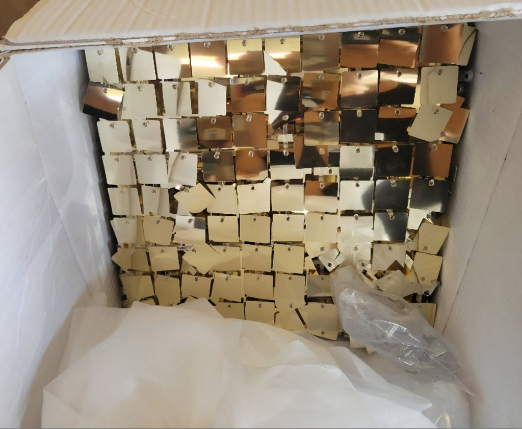 COKAOBE Light Gold Shimmer Wall Backdrop, 48PCS Square Sequin Shimmer Backdrop Panel, Photo Backdrops
