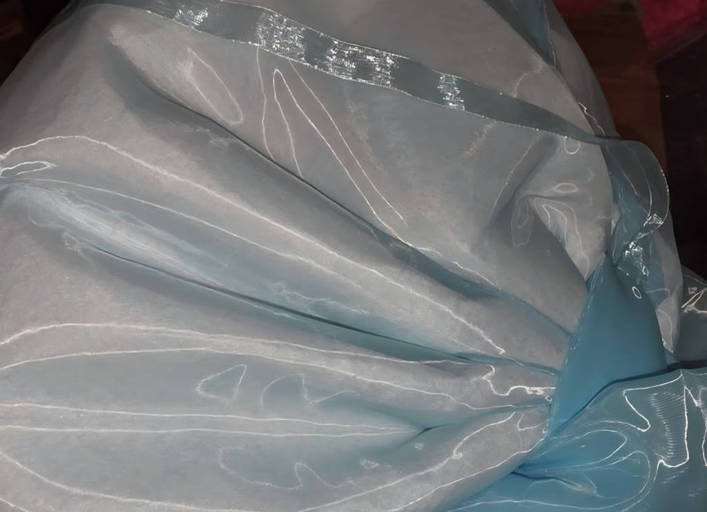 Extra Large Blue Organza Bow Decorations 39 x 59 Inch Giant Blue Tulle Bow with Tie and Long Ribbon