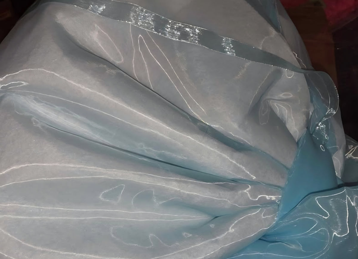 Extra Large Blue Organza Bow Decorations 39 x 59 Inch Giant Blue Tulle Bow with Tie and Long Ribbon