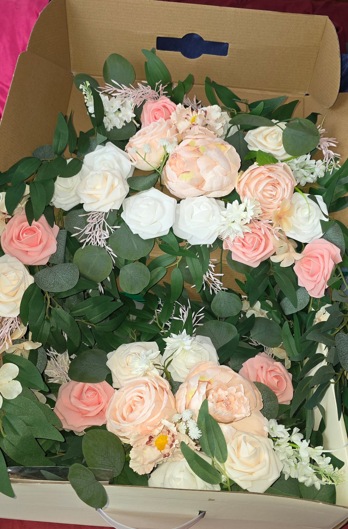 Lisuun Artificial Wedding Arch Flowers with Chiffon Runner, Pack of 3 *