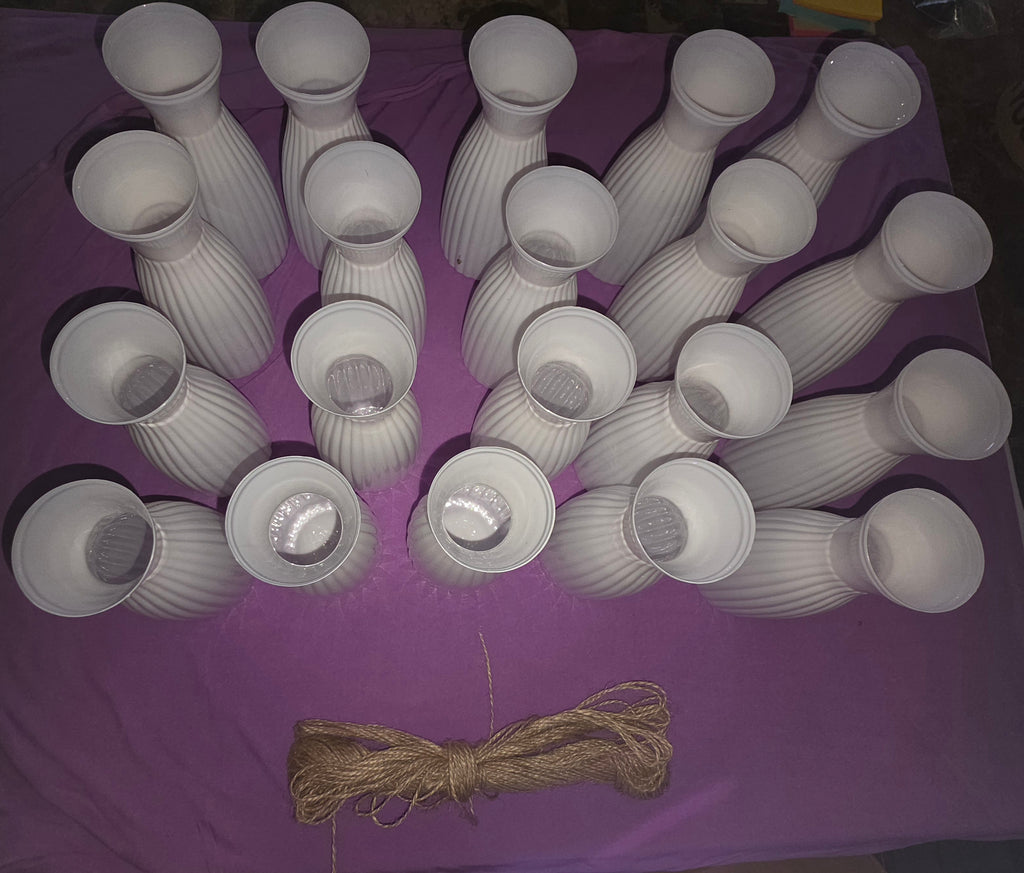 Ninehaoou 20 Pcs Plastic Bud Vases, White