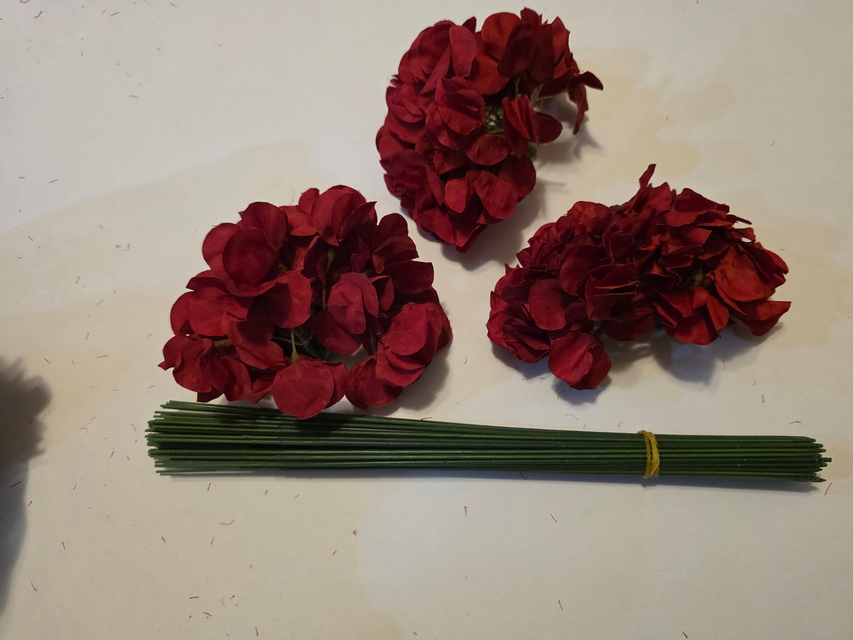 Nagobi Red Hydrangea Artificial Flowers with Stems, 64 Pcs