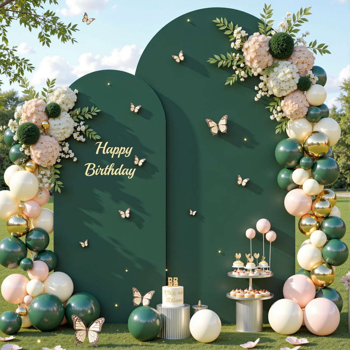 Suppromo Hunter Green Arch Backdrop Covers - Set of 2
