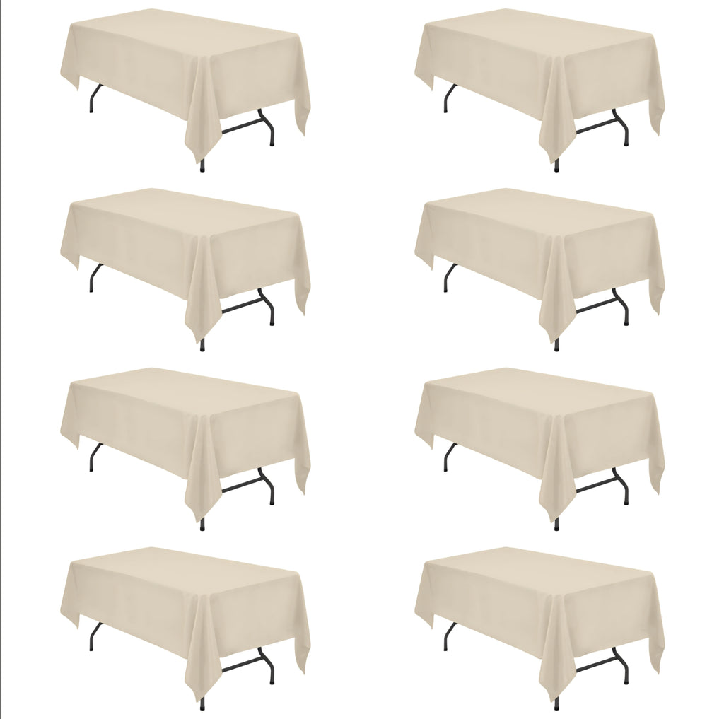 BRILLMAX 8 Pack Beige Polyester Tablecloths 60x102 Inch