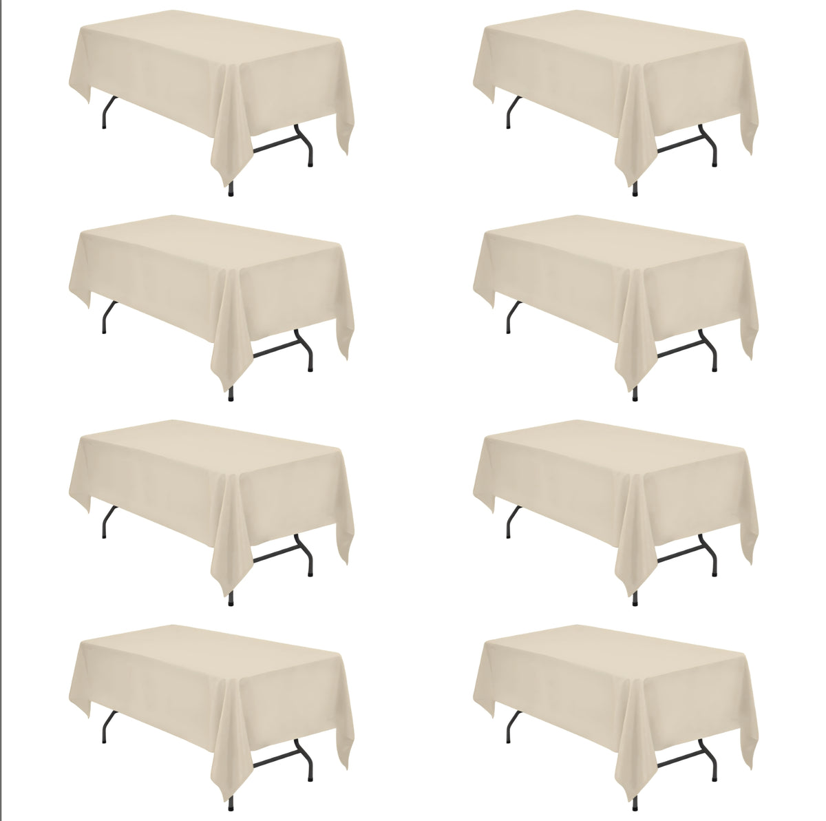 BRILLMAX 8 Pack Beige Polyester Tablecloths 60x102 Inch