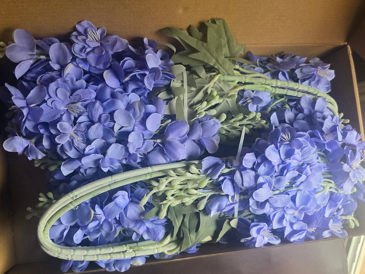 COEWUR 16Pcs Blue Delphinium Artificial Flowers, 33.5'' Silk