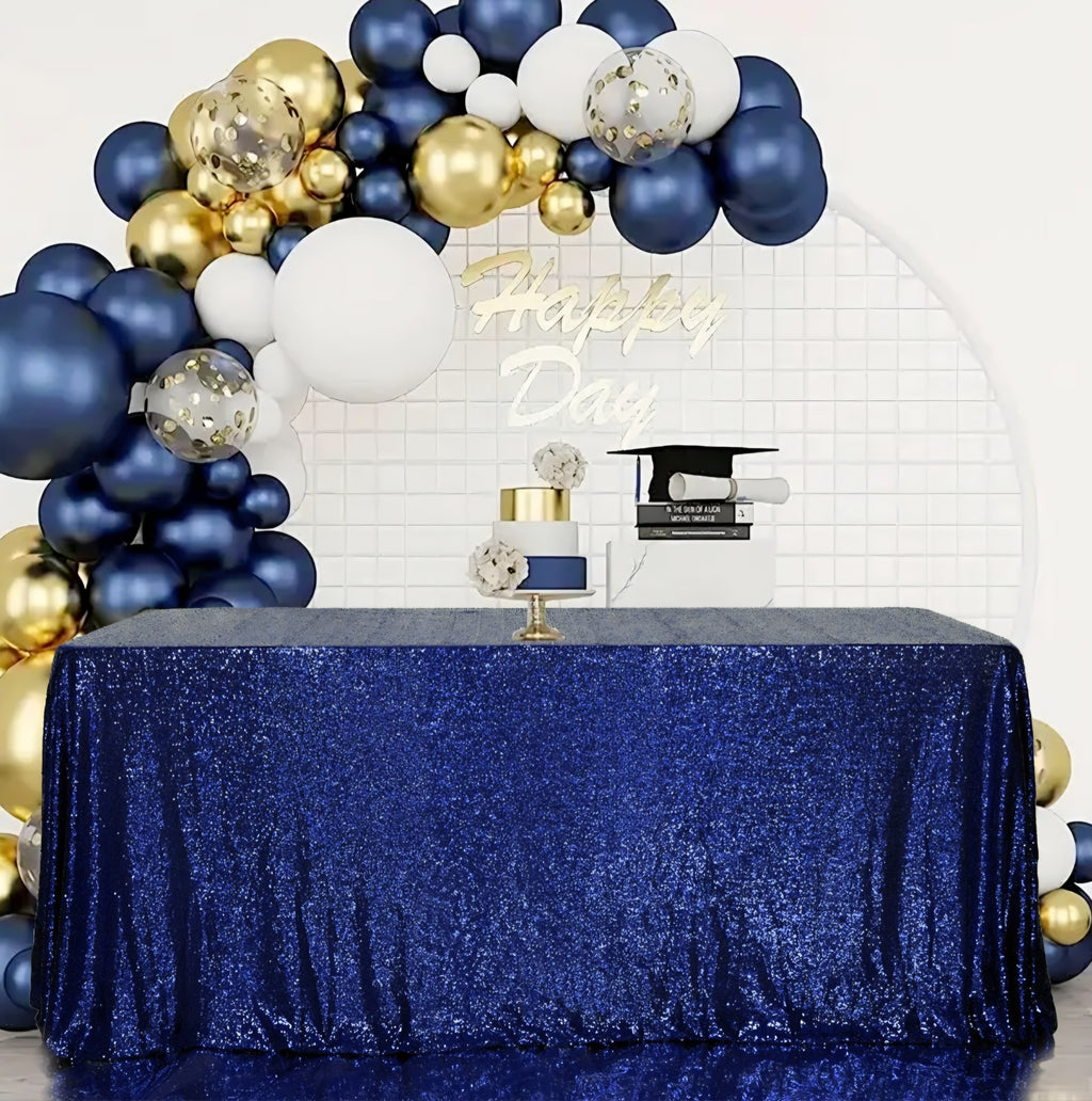 Juya Delight Sequin Rectangle Tablecloth 50" x 80" Navy Blue