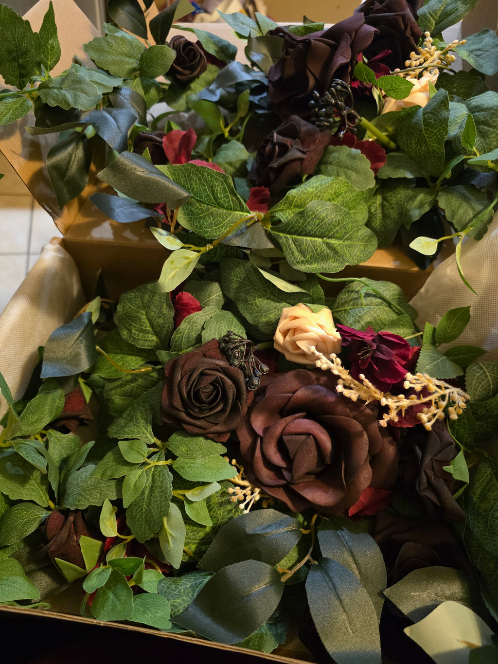 Ling's moment 2PCS Burgundy Artificial Floral Swags Wedding Arch Flowers Table Centerpieces *