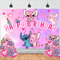 Pink Stitch Birthday Party Backdrop 5x3 Cute Pink Stitch Happy Birthday Background Photograph