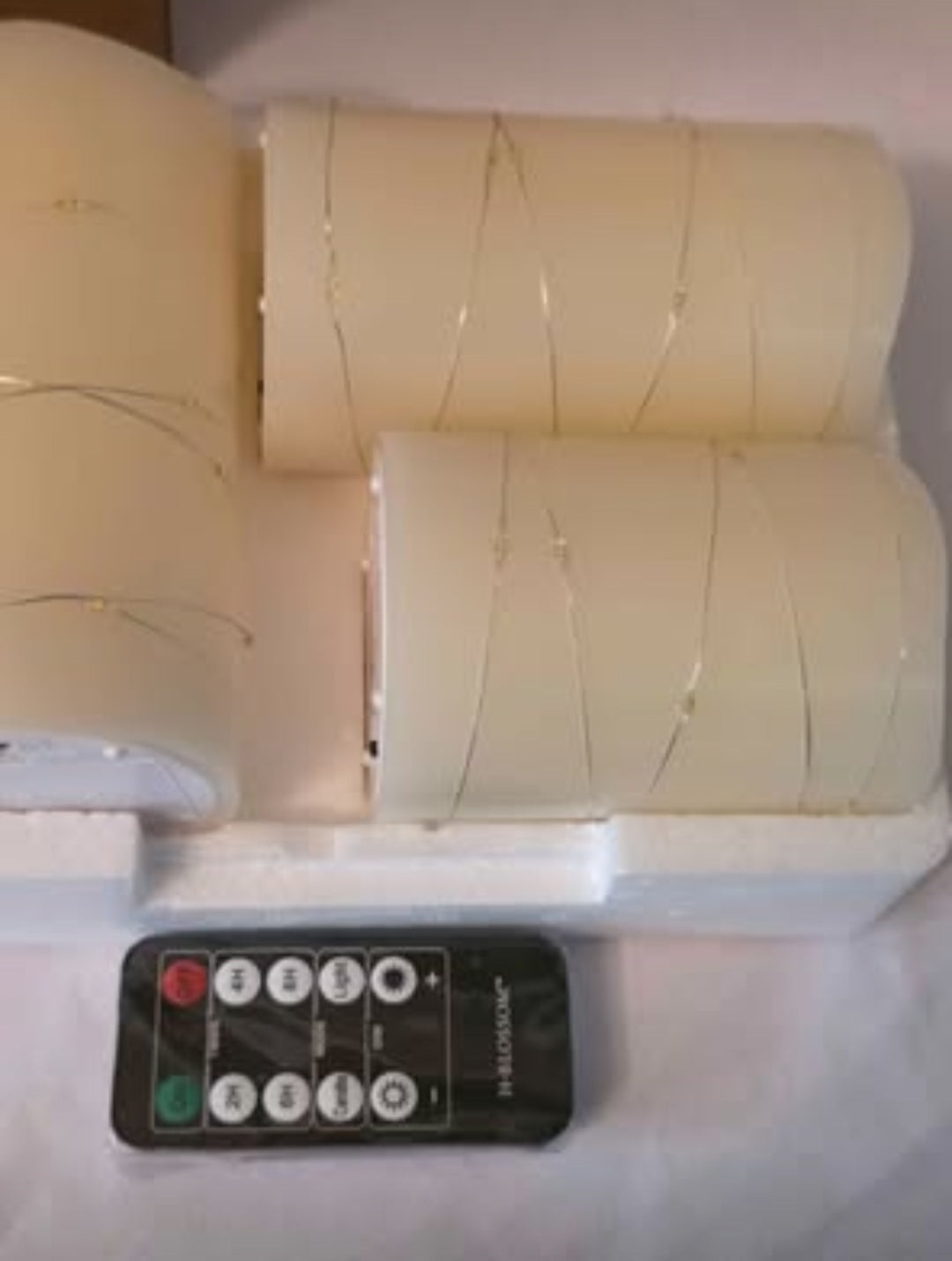 Ivory Real Wax Pillar with Embedded String Lights LED Candles