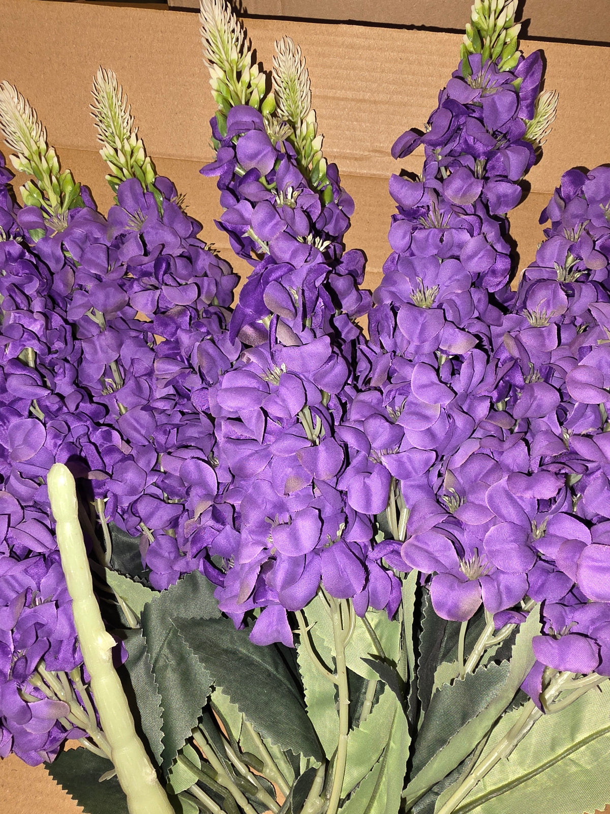 Famtores 3PCS Purple Artificial Delphinium Flowers Faux Snapdragon 21.65” Fake Hyacinth Silk Flowers