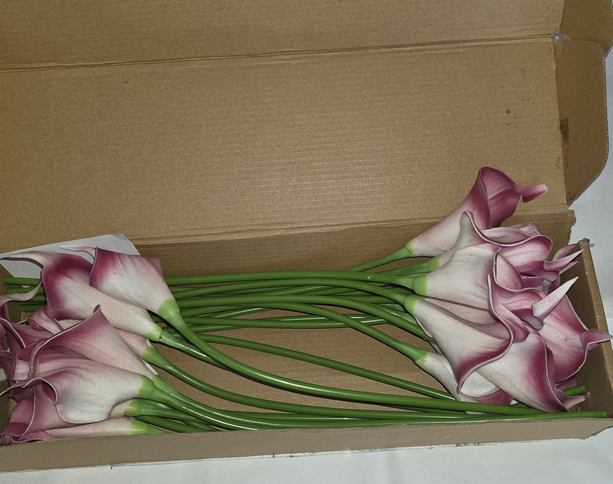Pink Fake Calla Lily Flowers 24PCS Real Touch Pink Calla Lily Faux Flowers Arrangement for Home*