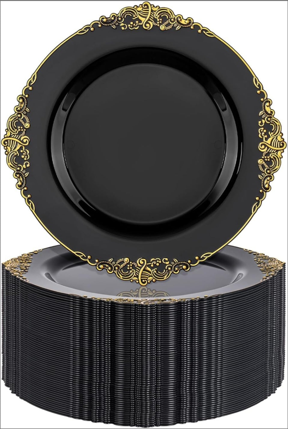 Nervure 100Pcs 7.5'' Black Plastic Plates