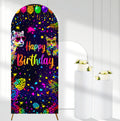 Tarndom Neon Rainbow Leopard Birthday Arch Backdrop Cover, 6ft Spandex