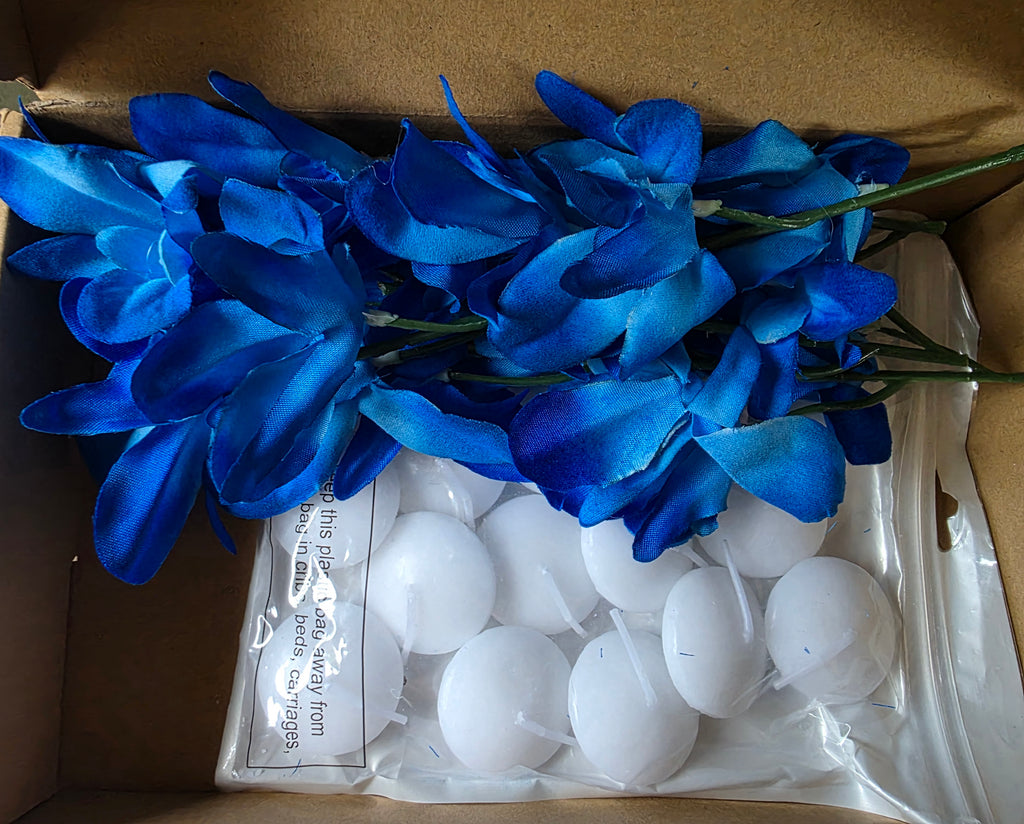 Hanaive 42 Pcs Artificial Flowers and Floating Candles Set
