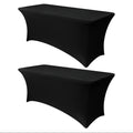 Obstal 6ft Stretch Black Spandex Table Cloth for Standard Folding Tables - 2 Pack Universal*