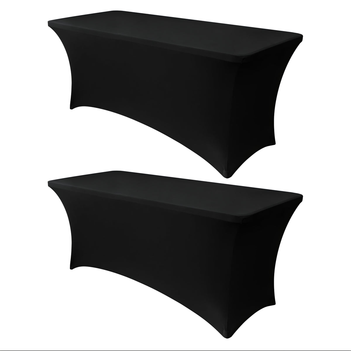 Obstal 6ft Stretch Black Spandex Table Cloth for Standard Folding Tables - 2 Pack Universal*