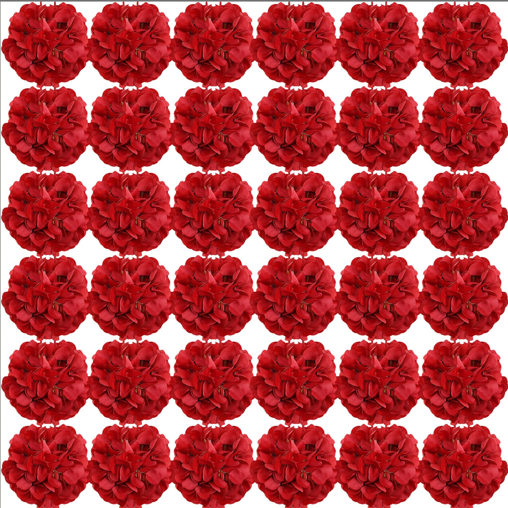 Nagobi Red Hydrangea Artificial Flowers with Stems, 64 Pcs