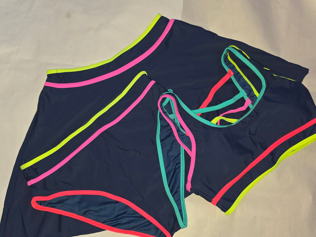 popvil 3 Piece Swimsuits Womens High Waisted Bikini Sets Neon Tummy Control Full Coverage Modest*