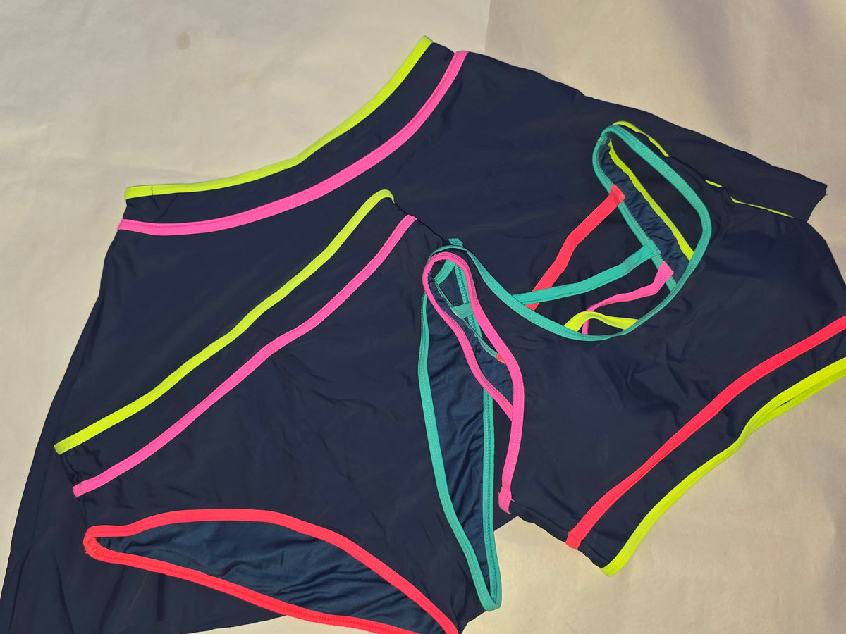 popvil 3 Piece Swimsuits Womens High Waisted Bikini Sets Neon Tummy Control Full Coverage Modest*
