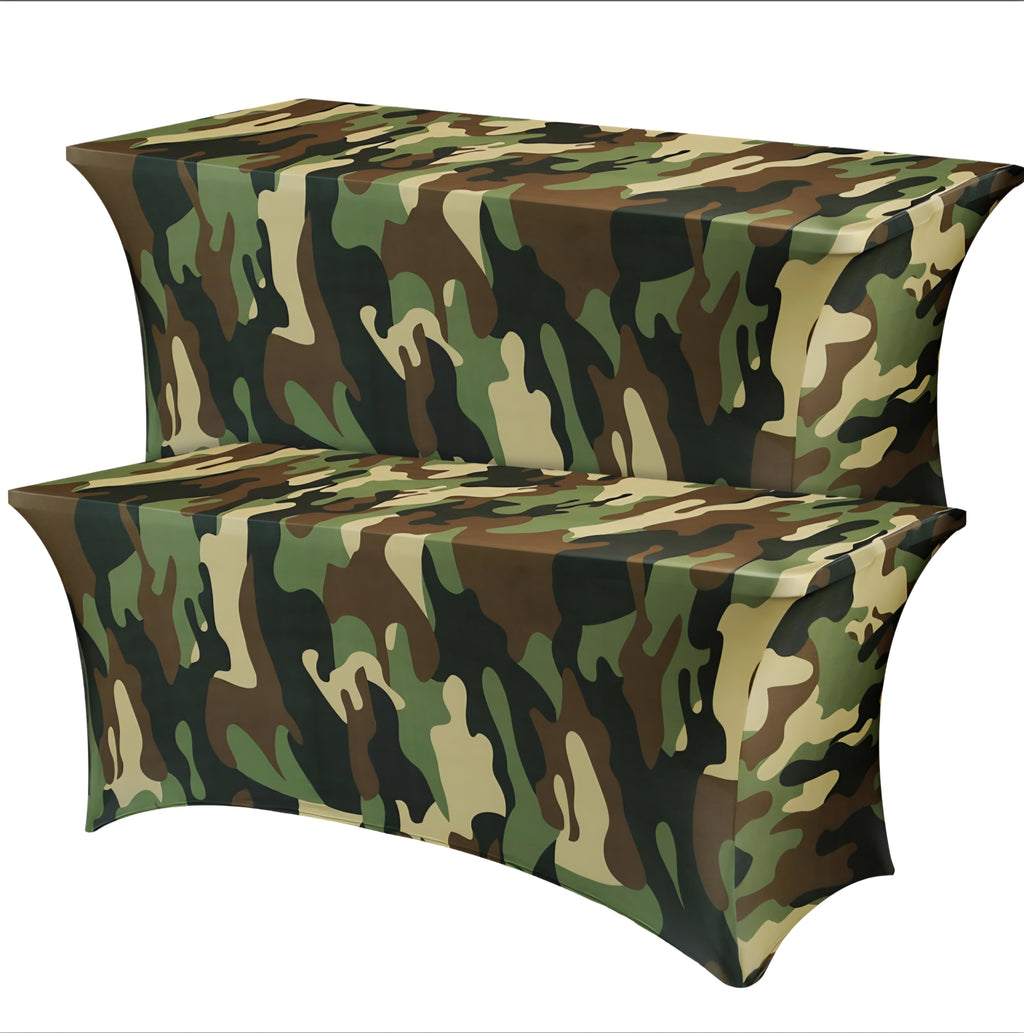 Mindsoft 2 Pack 6ft Rectangular Spandex Tablecloth, Camouflage Table Cloth