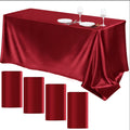 TURSTIN 4 Packs Satin Tablecloths, 102 x 58 Inch, Burgundy