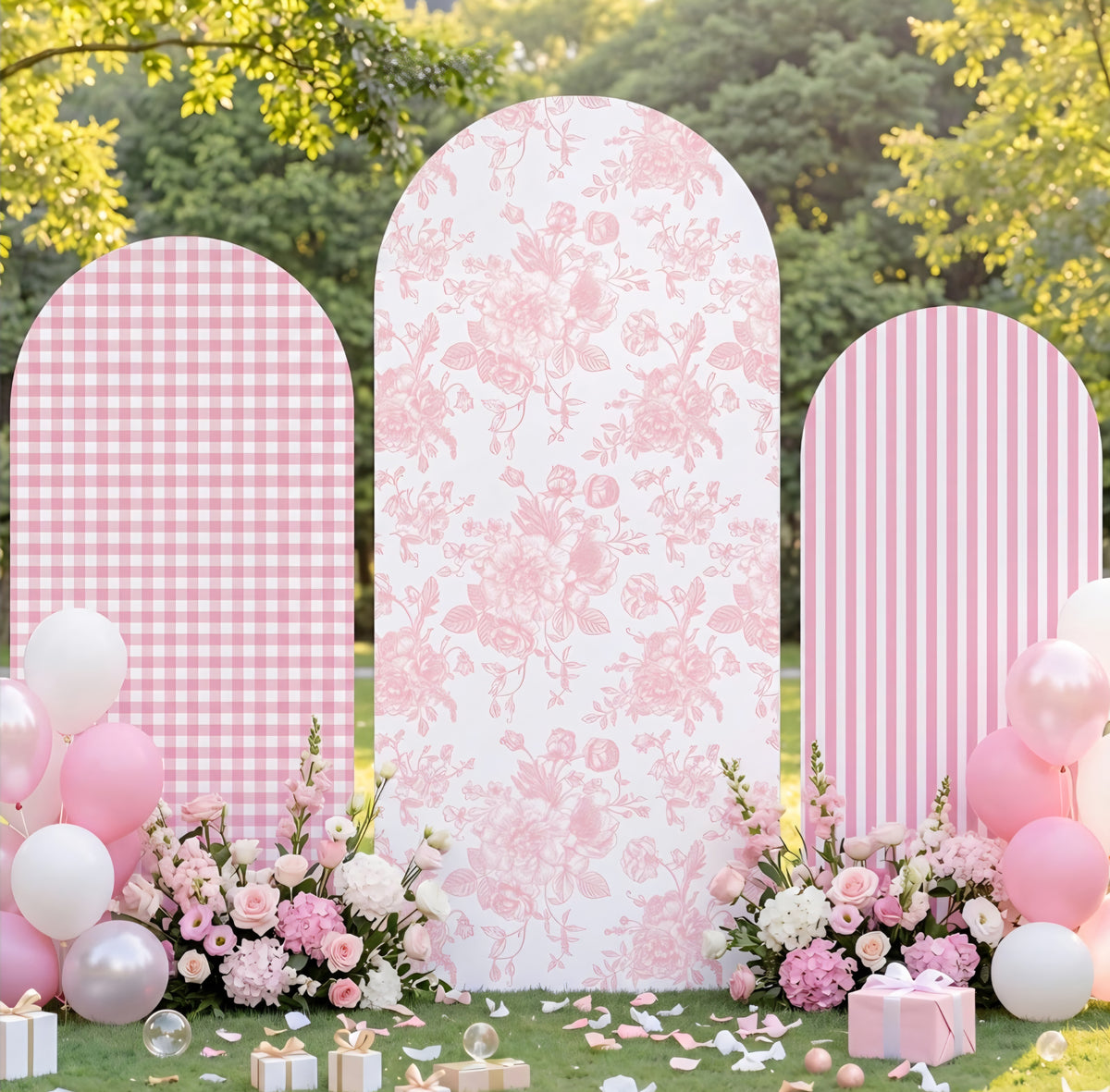 SiliFine Pink Arch Backdrop Covers