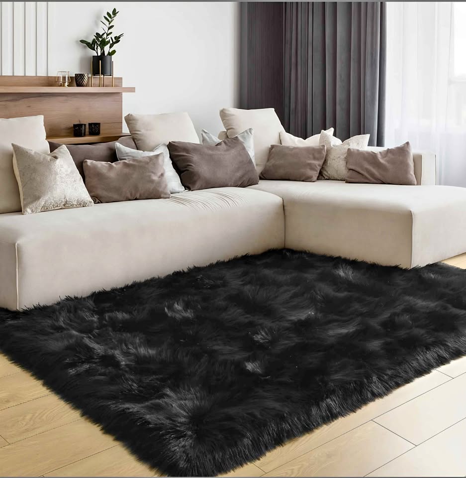 Soft Fluffy Faux Fur Rugs for Bedroom Bedside Rug 3x5 Feet, Washable, Furry Sheepskin Area Rug