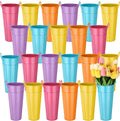 24 Pcs Metal Vases 9 Inch Galvanized French Farmhouse Flower Buckets with Handles and Hemp Rope **