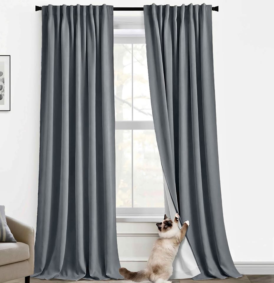 Dark Gray Blackout Curtains 108 Inches Long **