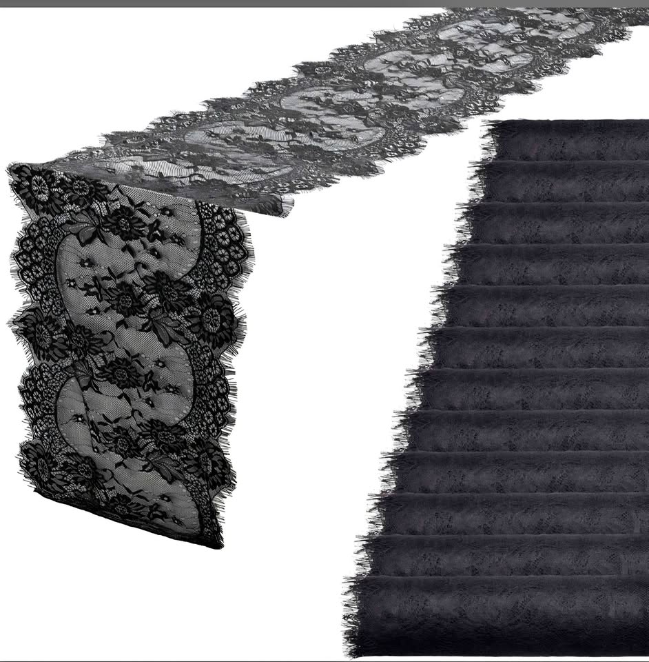 12 Pcs Black Lace Table Runners 14 x 120 Inch Rustic Wedding Table Runner Decor Vintage Romantic