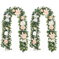 * Waipfaru 2Pcs 6Ft Eucalyptus Greenery Garland with Flowers, Flower Rose Garland Decorations